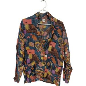 Blazer Jacket Womens‎ Size Small Multicolor Single Breasted Long Sleeve